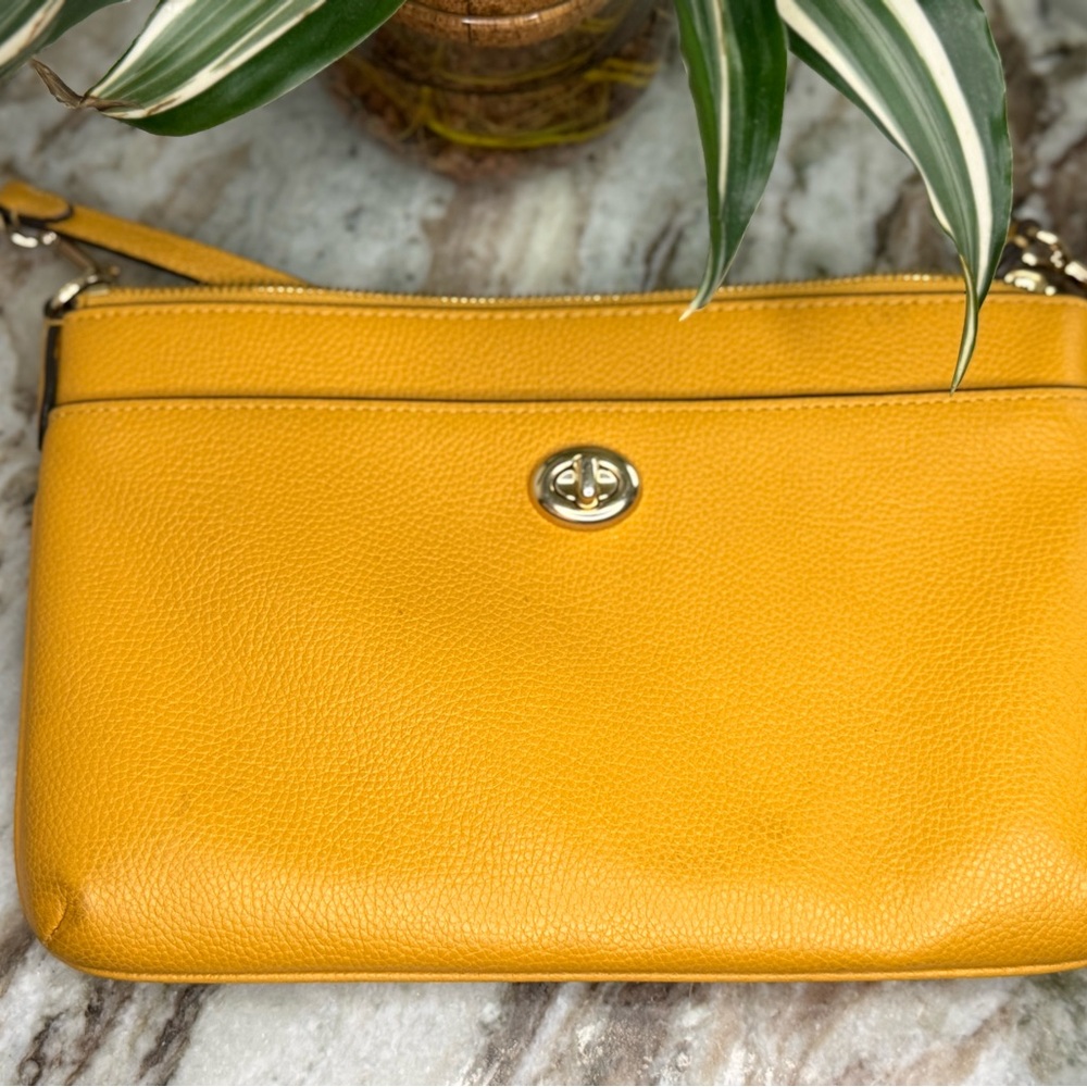 Coach Yellow Leather Crossbody Bag with Silver Hardware